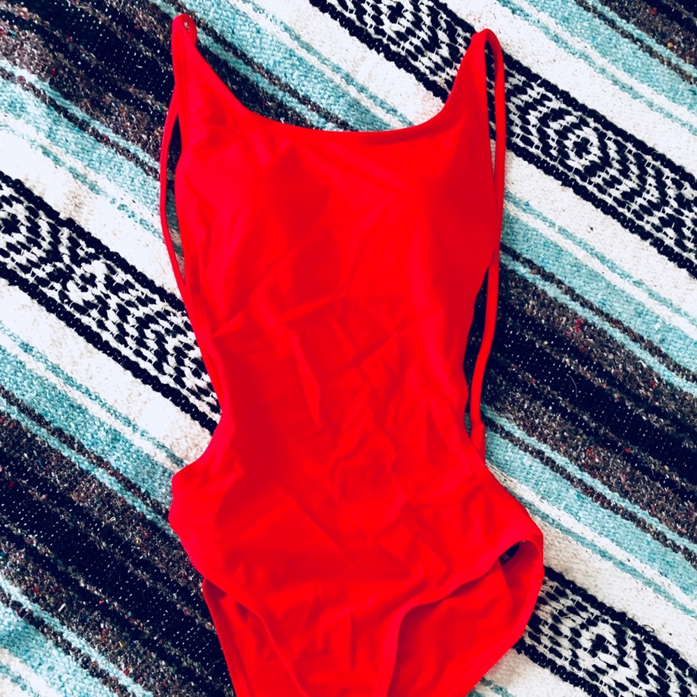 Sexy open back red one piece.